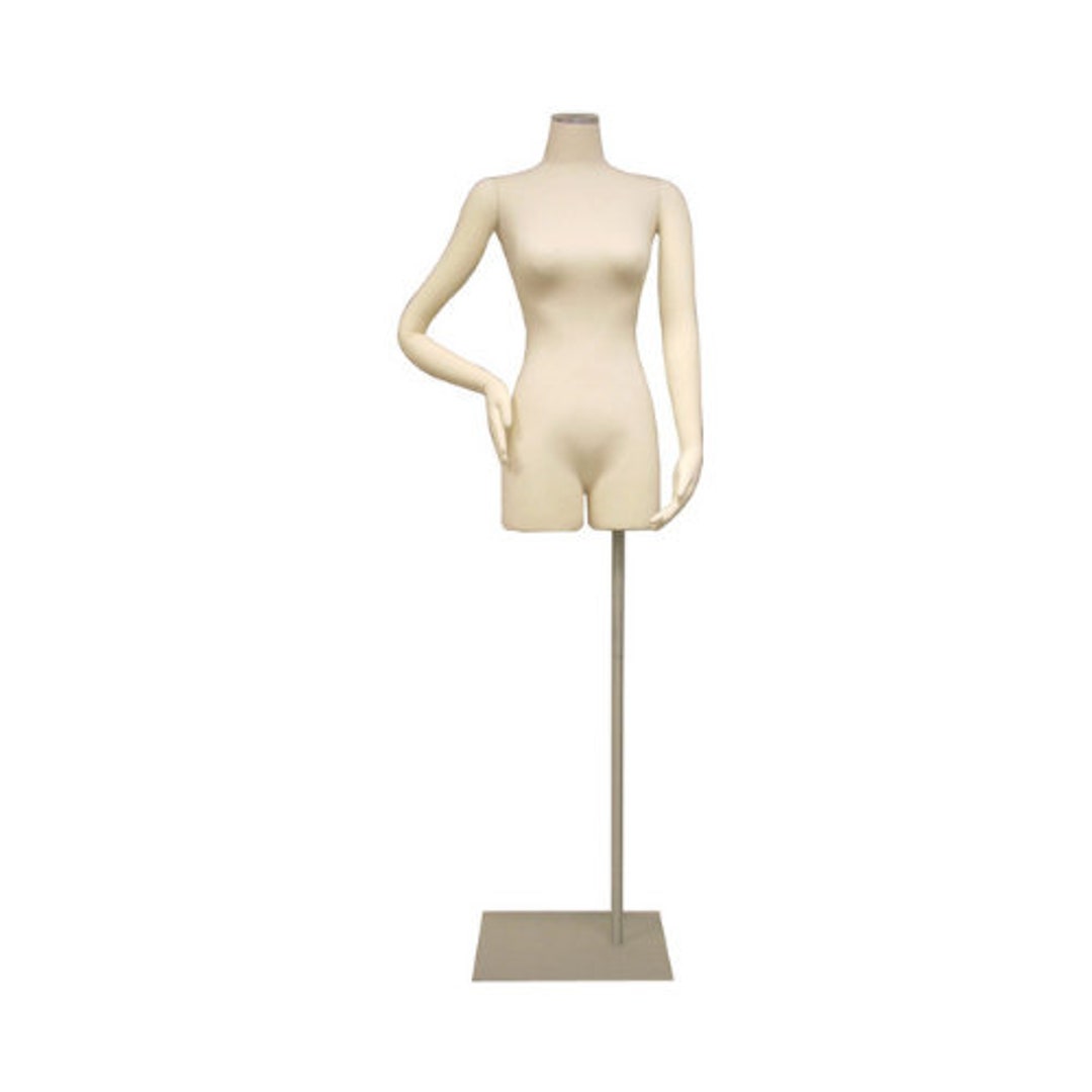 Headless Half Body Round Female Torso Mannequin - Arms on sided With Stand  - Matte White