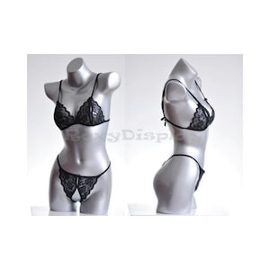 Adult Female Headless Fiberglass Tabletop Silver Mannequin Torso with Shoulders and Thighs #BL2SILVER