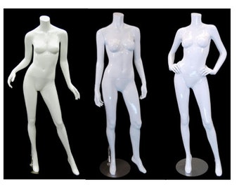 Headless Full Body Glossy or Matte Finish White Ladies Fashion Mannequin with Included Stand #ABW1-BW2