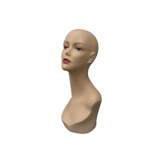 17-inch Female Mannequin Head Form with Eyelashes and Lips Display Stand  for Wigs, Hats, Jewelry