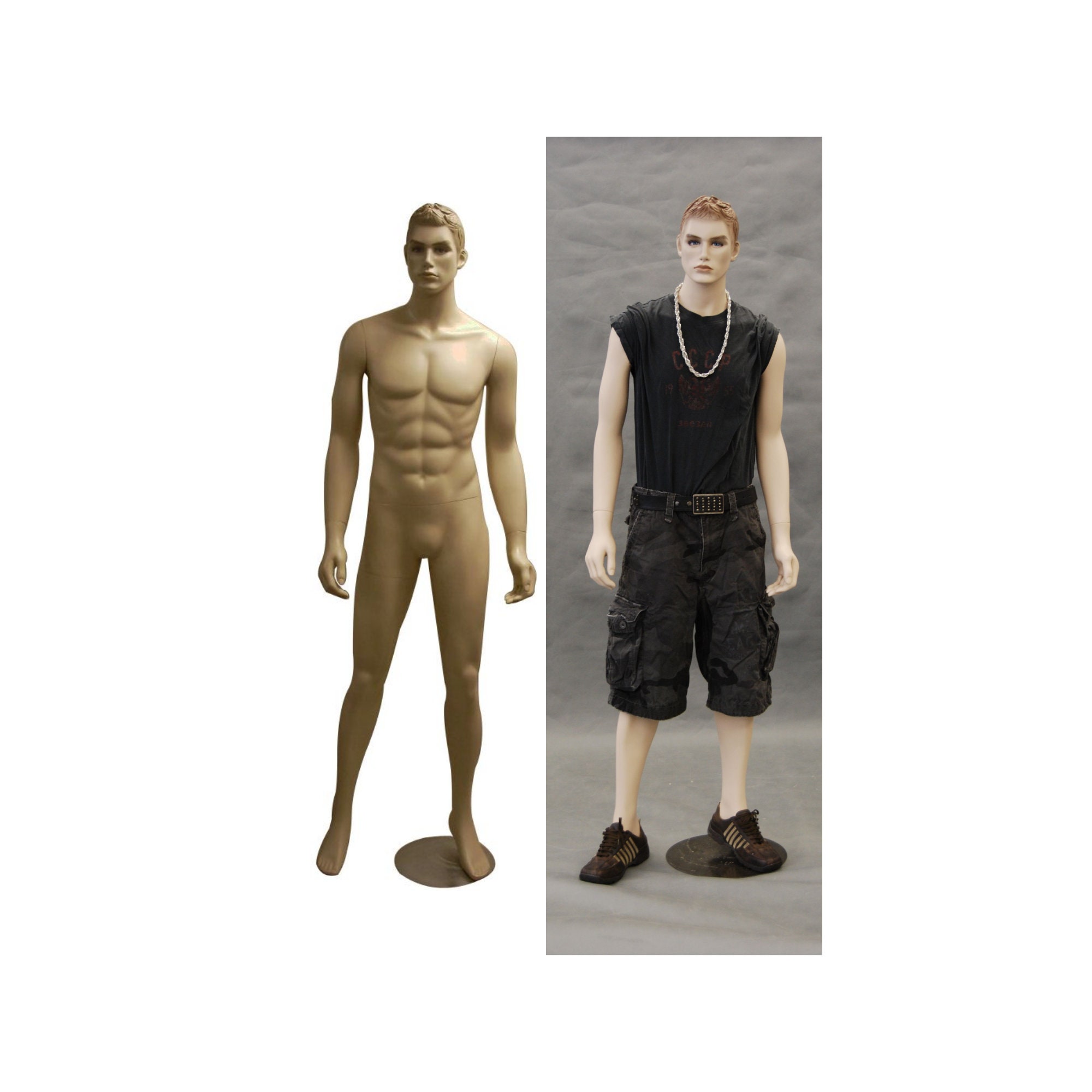 Realistic Standing Male Muscular Sports Mannequin + Base
