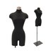 Female Adult Dress Form Mannequin Pinnable Black Torso with Shoulders and Thighs #F2BLG 