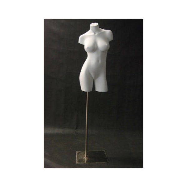 Torse de mannequin blanc mat en fibre de verre pour femmes adultes avec épaules et cuisses - comprend des #AD1W