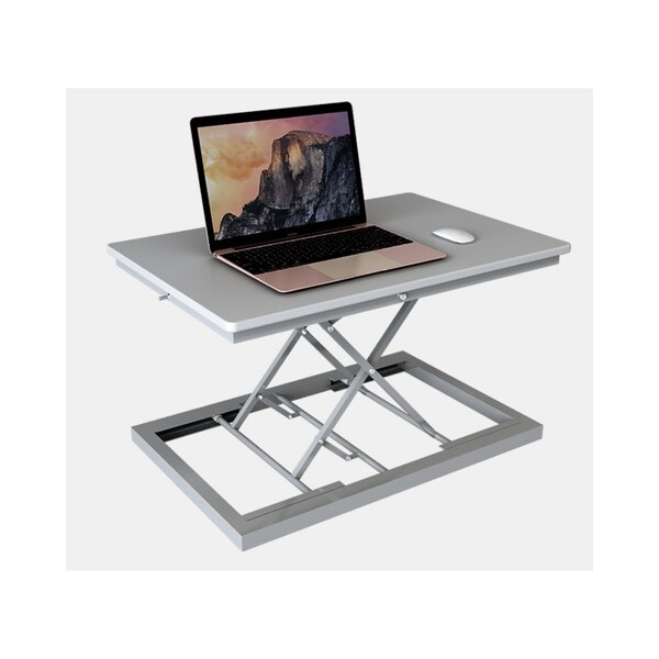 Adjustable Height Sit Stand Gray Ergonomic Desk Monitor Riser Converter #21036