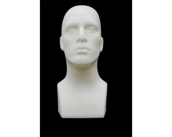 Adult Male Plastic White Mannequin Head Display (2 Pack) #M-WH