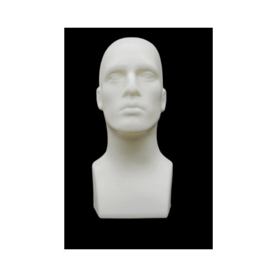 Male Mannequin Head, Foam Wig Stand (White, 9 x 11 in)