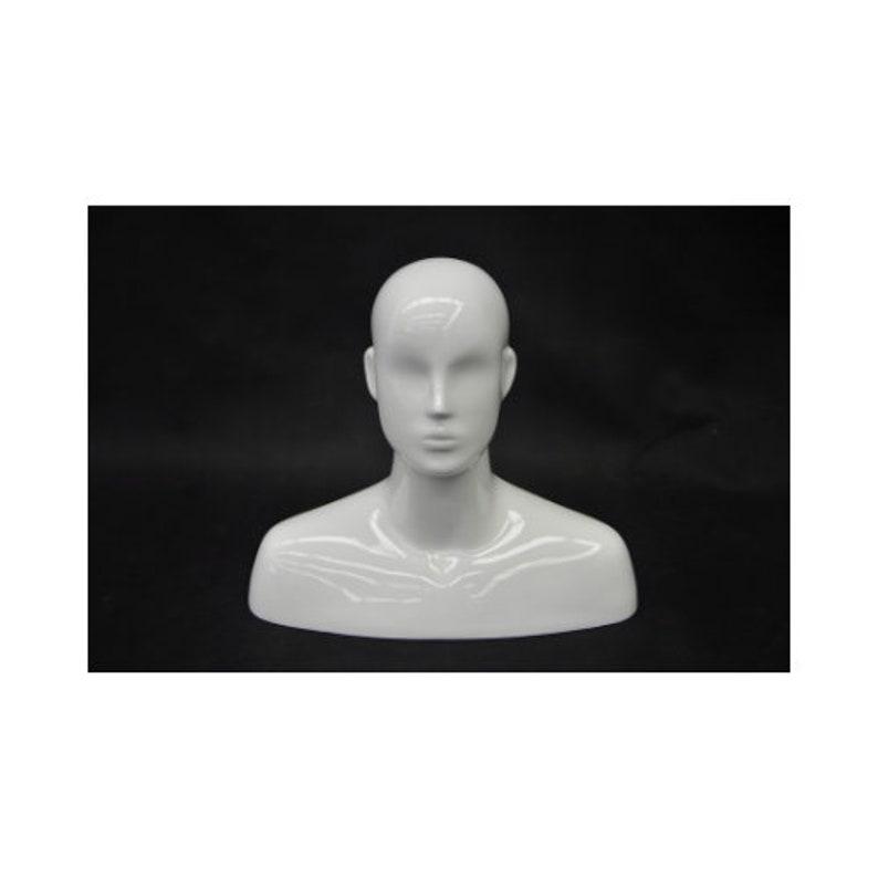 Glossy White Adult Male Fiberglass Abstract Mannequin Head Etsy