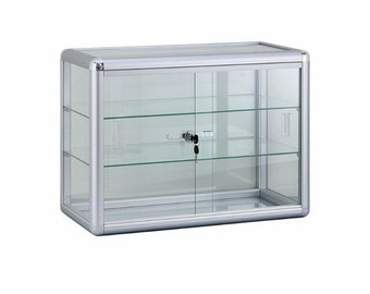 Aluminum Framed Glass Counter Top Display Case With Sliding Glass