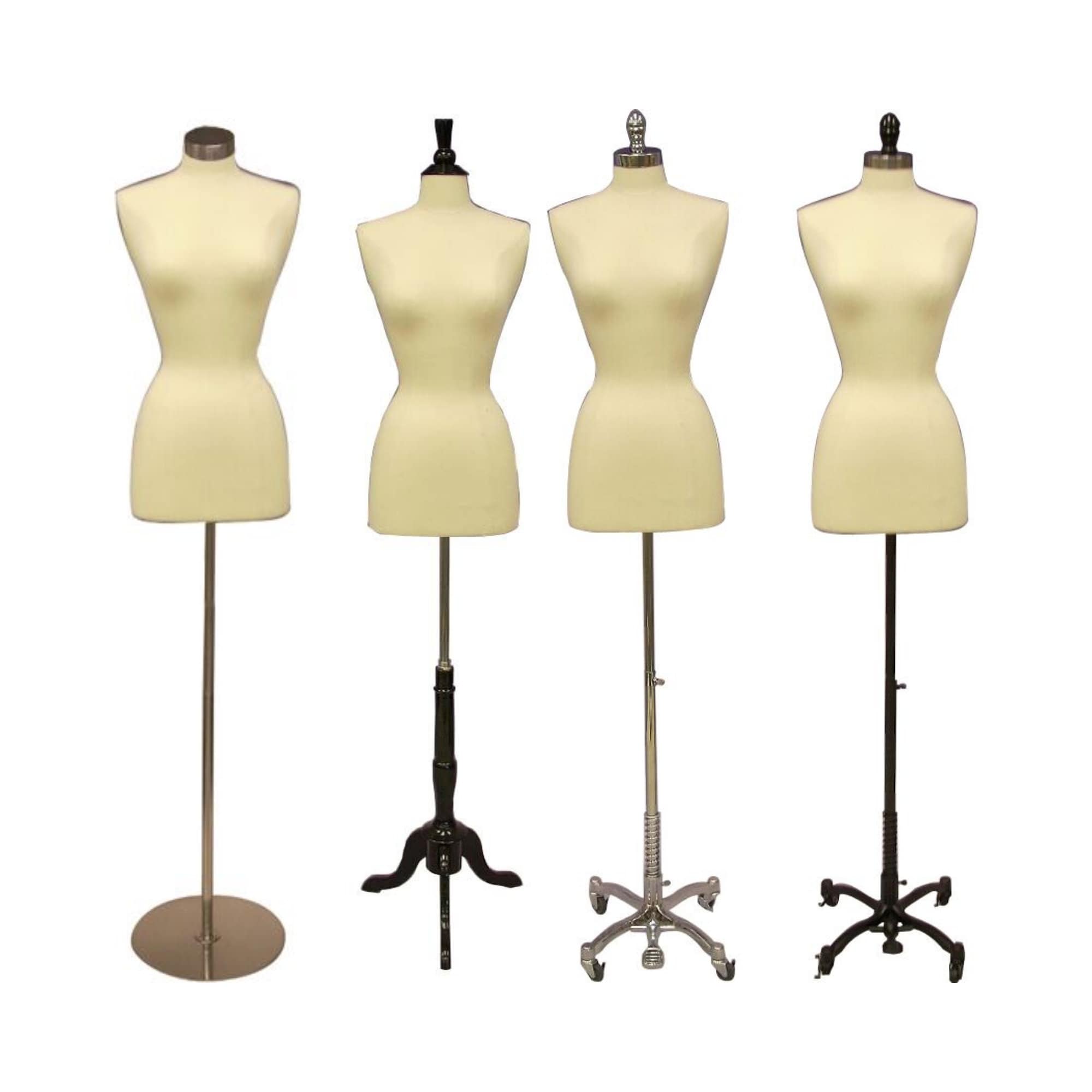 Female Dress Form Pinnable Foam Mannequin Torso Size 2-4 with Square Metal Base 