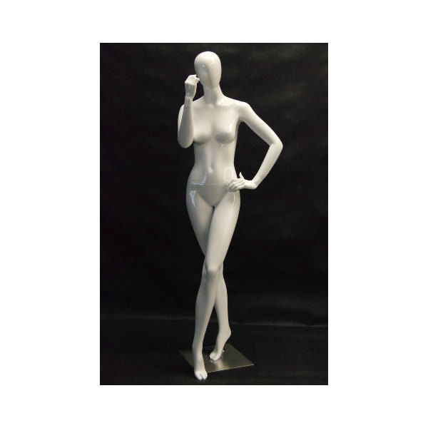 Adulte Femelle Glossy White Egg Head Fiberglass Fashion Mannequin avec base #C8