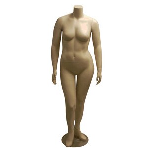 Plus Size Headless Fleshtone Fiberglass Adult Female Mannequin with Round Metal Base #PLUSF1