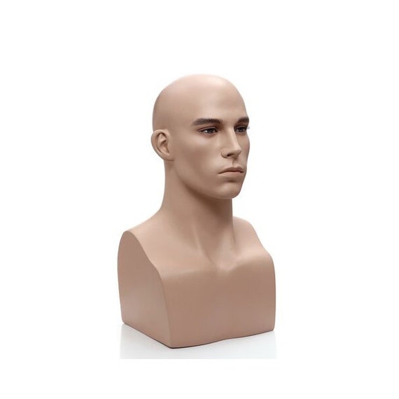 Adult Male Realistic Fiberglass Fleshtone Mannequin Head Display