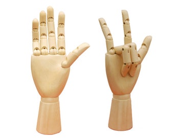 Wooden Adult Female Jewelry Hand Display with Flexible Wrists and Fingers #FWHAND