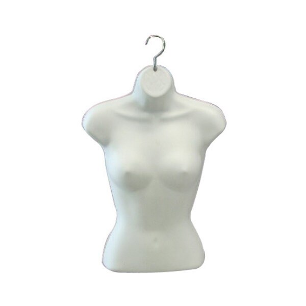 Plastic Hanging White Half Round Female Mannequin Torso Shirt Form Display #F812W