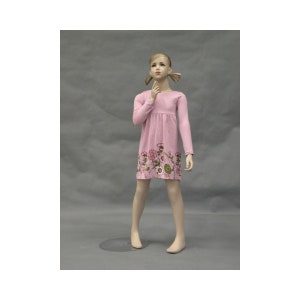 Realistic 7 Year Old Child Girl Fiberglass Mannequin with Face and Molded Hair #509F