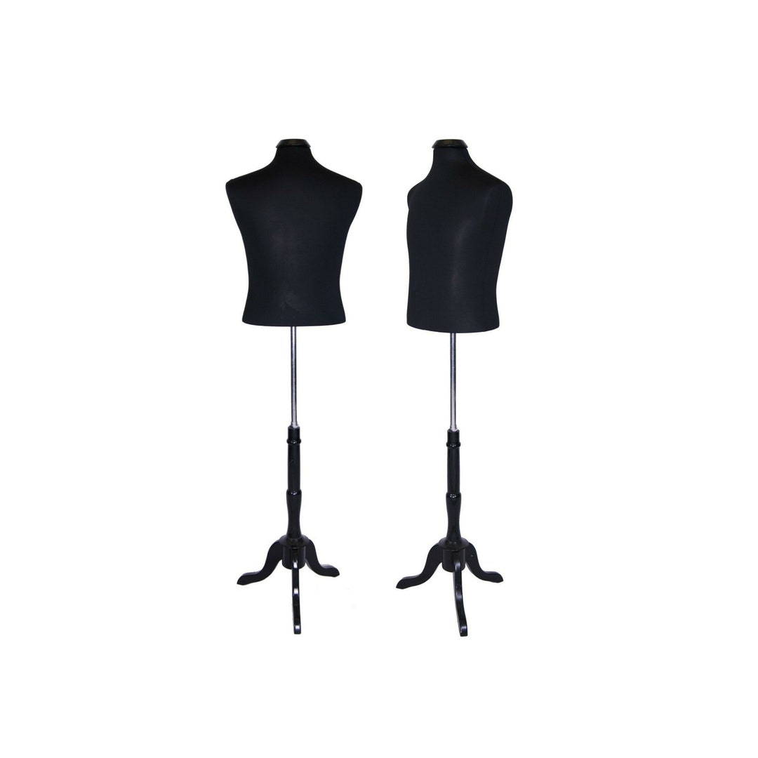 Male Torso Shirt Form Dress Form Body Form Mannequin Fully Pinnable Black Cover With Base MBSB