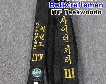 Cintura nera ITF Taekwondo/태권도/judo/Aikido/karate/personalizzato/ricamo/합기도/arti martali/국제태권도연맹