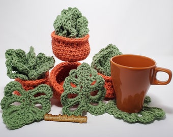 Monstera Leaf Coaster Set