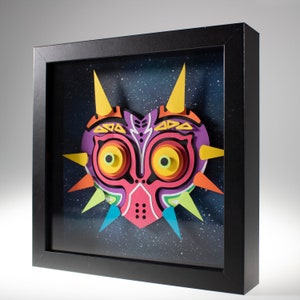 Legend of Zelda : 3D Majora's Mask Shadowbox | Art en papier 3D | Décoration murale encadrée