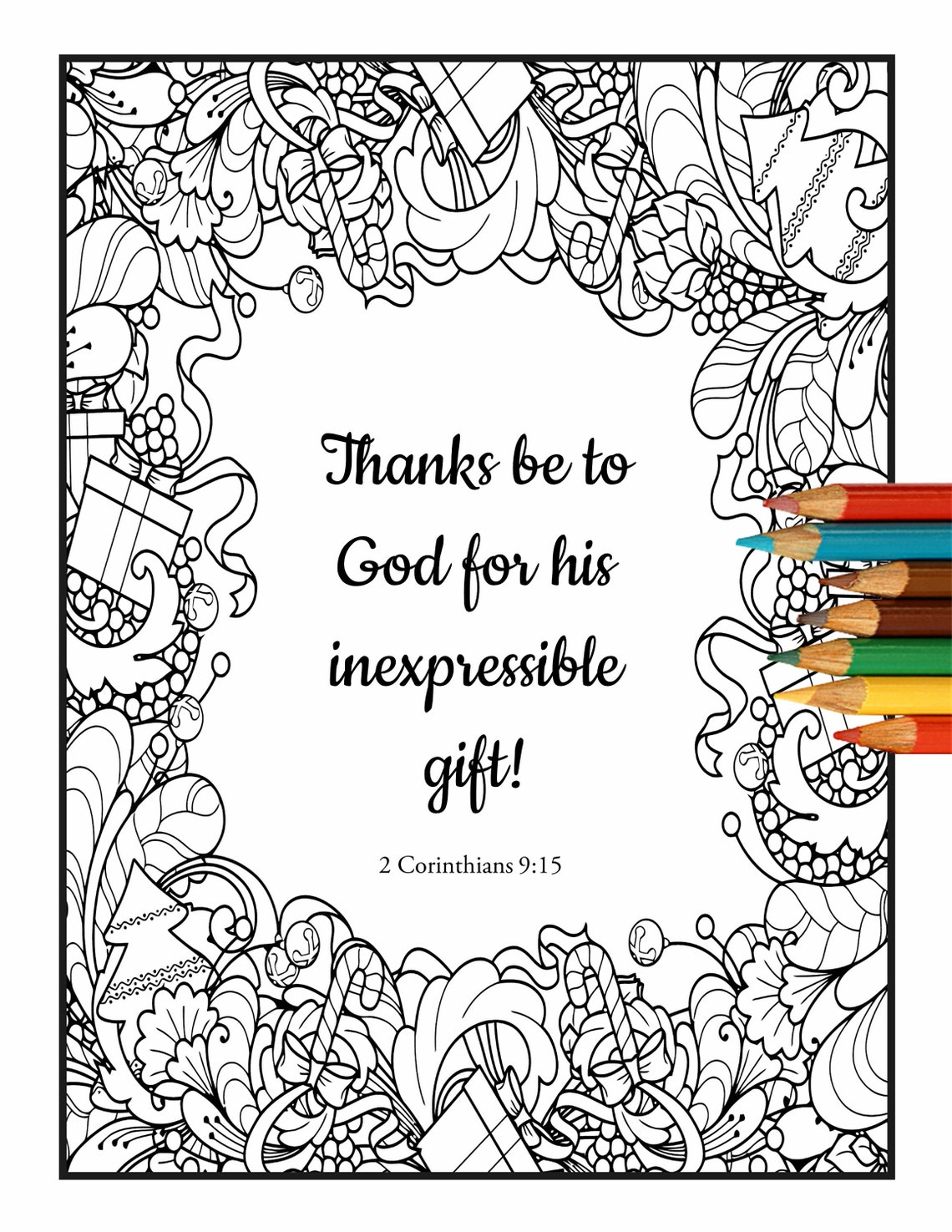 2 Corinthians 9:15 Bible Verse Coloring Sheet Christmas - Etsy