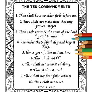 The Ten Commandments Coloring Page: Bible Verse Wall Art (PDF)