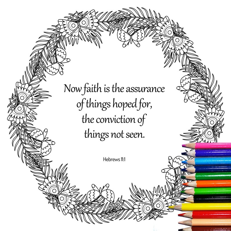 Bible Verse Coloring Hebrews 11:1 Scripture Coloring Pages - Etsy France