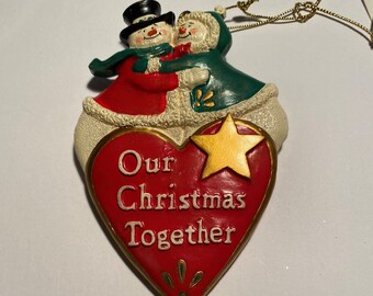 Kurt S. Adler ~ Our * Christmas Together ~ Couple ~ Dangling Double Heart for Personalization ~ HTF ~ NLA ~ Vintage