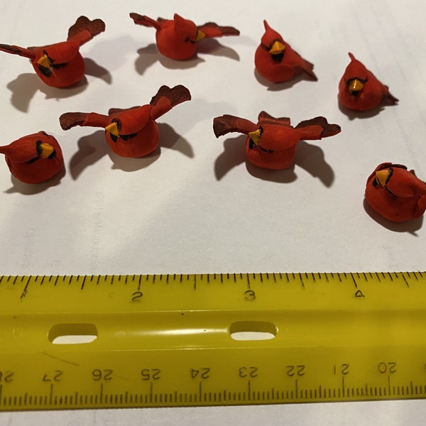 Tiny Cardinal Mushroom Birds ~ Asst. designs ~ 1 - 1.5" ~ Perfect for Crafting or Decoration ~ NLA