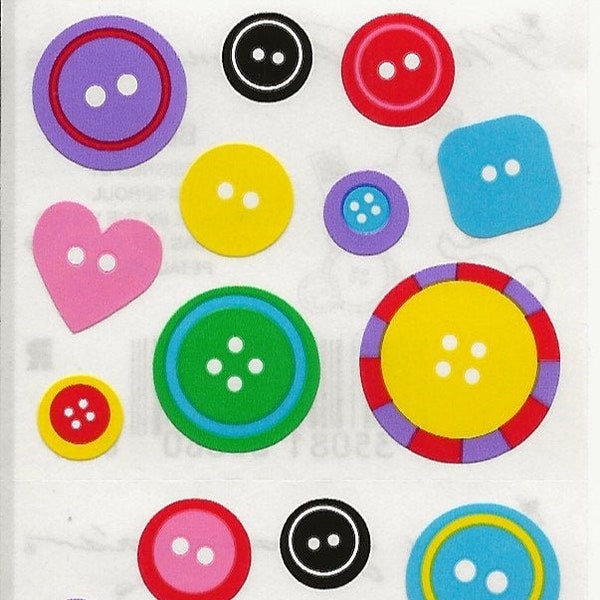 Mrs. Grossman's Stickers ~ Buttons ~ Heart  Buttons ~ Two Toned Buttons ~ Round Buttons ~ Square Buttons ~ NLA ~ HTF ~ Great Condition