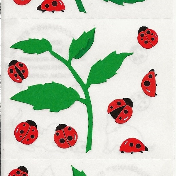 Mrs. Grossman's Stickers ~ Ladybugs ~ Crawling Ladybug ~ Flying Ladybug ~ Swimming ~ Leaves ~ NLA ~ HTF ~ Great Condition