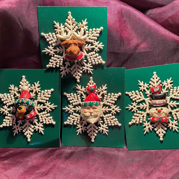Kurt Adler ~ Snowflake Ornament ~ Santa ~ Snowman ~ Bear ~ Moose ~ Vintage ~ HTF ~ NLA