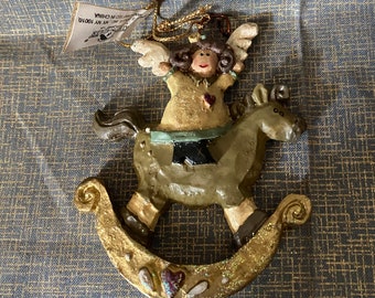 Kurt S. Adler ~ Angel Heights Collection ~ Angel on a Rocking Horse ~ Vintage ~ HTF ~ NLA