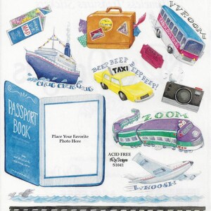 NRN Designs ~ Vacation Travel Stickers ~ Scrapbooking Stickers for Travel ~ Trains and Boats and Plane Stickers