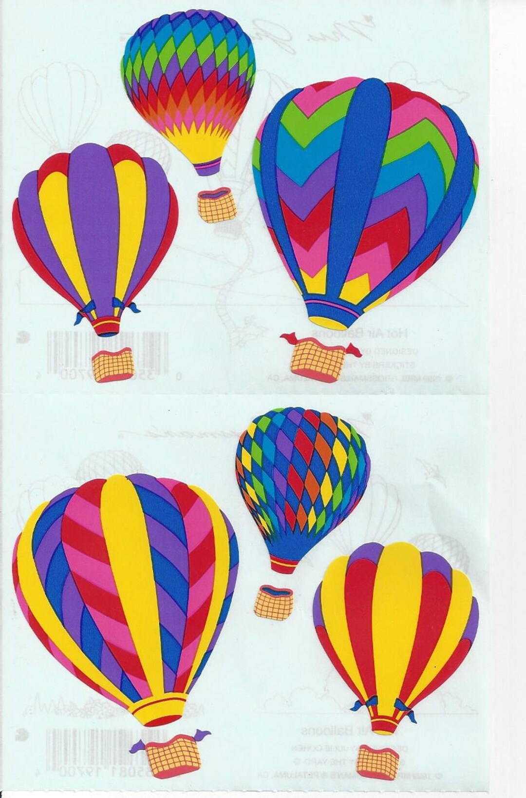 Mrs. Grossman's Hot Air Balloon Stickers Vintage Hard to Find NLA Etsy