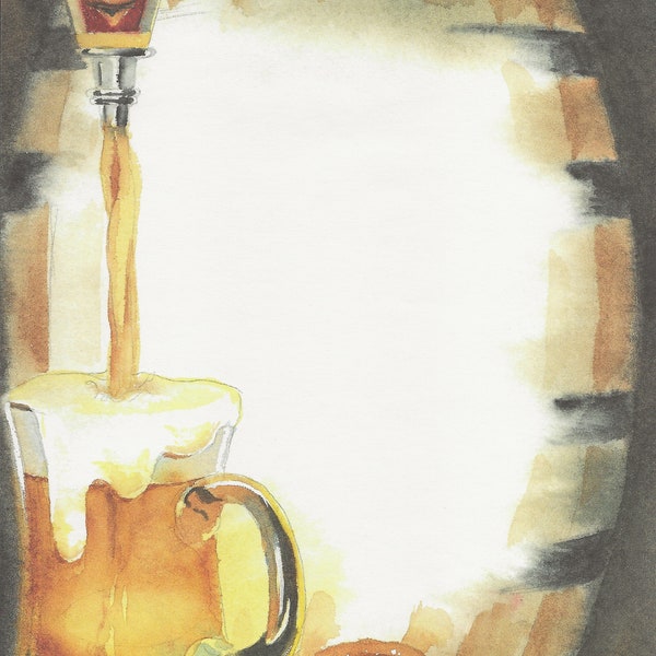 Beer & Pretzels  ~ Glad Tidings 8.5 x 11 Scrapbook Paper ~ Beer on Tap ~ Beer Stein ~ Pretzels ~ Beer Mug