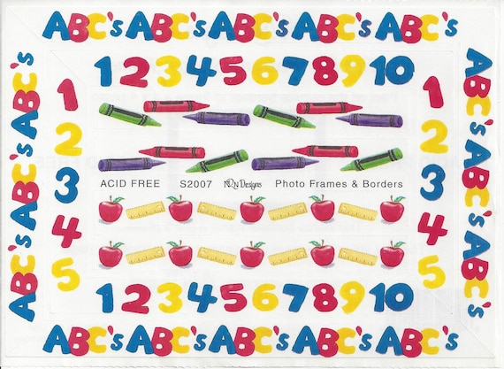 Abc's 123 Photo Frames & Borders Back to School Stickers | Etsy