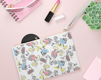 Bolso de mano de piel vegana inspirado en Mickey y Minnie de Disney, bolso Disney, cosméticos Disney