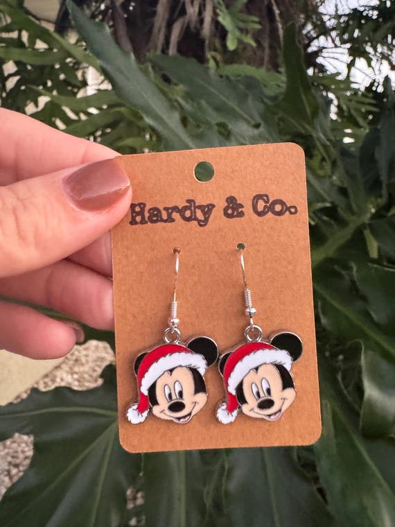 Mickey Mouse Santa Christmas Disney Inspired Earrings