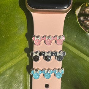 Minnie Mouse Charm Slider Bar Pink, Apple Watch charms, Disney Charms, Theme Park Charms, Magic Band Charms Disney Inspired