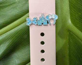 Minnie Mouse Charm Slider Bar Blue, Apple Watch charms, Disney Charms, Theme Park Charms, Magic Band Charms Disney Inspired
