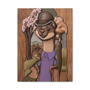 Splash Mountain Queue Photo Dapper Ferret Portrait Canvas