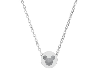Minimalist Disney Mickey Head Mini Circle Necklace: Engraved