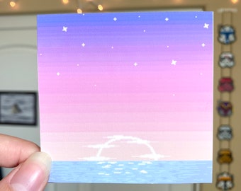 Pastel Pixel Ocean 3x3" Matte Mini Print