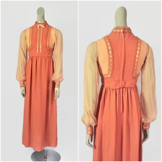 long sleeve orange maxi dress