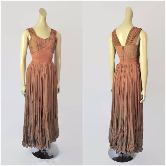 Vintage 40s Dress, Silk Chiffon, 1940s Evening Gow
