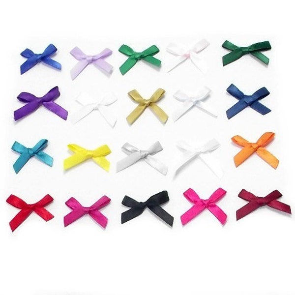 Satin Ribbon bows 7mm wide tied bows 100 or 10