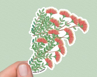 Pohutukawa Sticker, New Zealand Flowers, NZ stickers, Pōhutukawa Art, Waterproof Decals