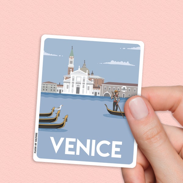 Sticker Venise Italie, cadeaux de voyage en Italie, souvenirs Venise Italie, cadeaux italiens, oeuvre d'art Venise, décalcomanie imperméable
