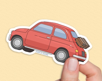 Sticker Fiat, Sticker Fiat 500, voitures anciennes, voitures italiennes, cadeaux de voyage, Italie