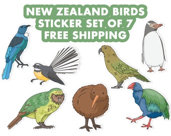 New Zealand Birds Sticker Collection, Kiwi, Tui, Kakapo, Fantail, Kea, Piwakawaka, Bird Stickers, NZ Gifts, NZ Souvenirs, Bird Lovers